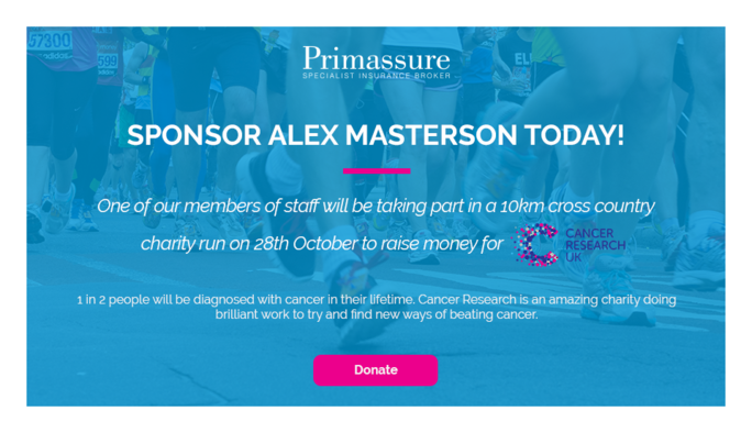 Sponsor Alex Masterson on his Charity Run!